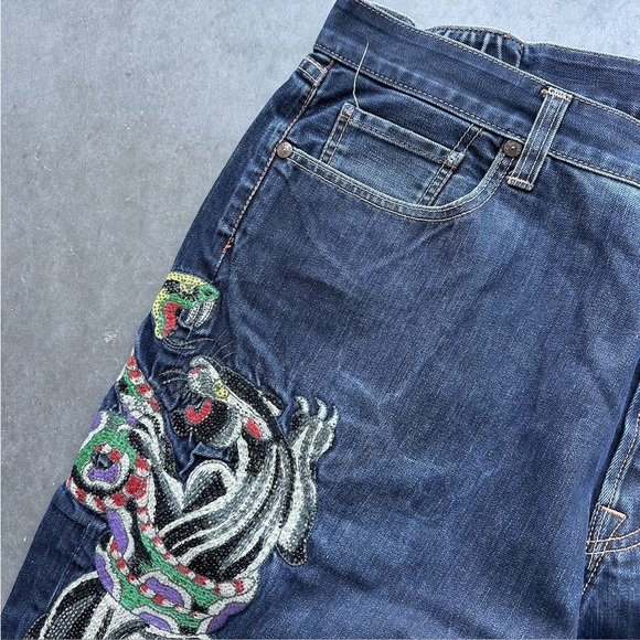 BEAUTIFUL ED hardy baggy Y2k jeans - Picture 6 of 8